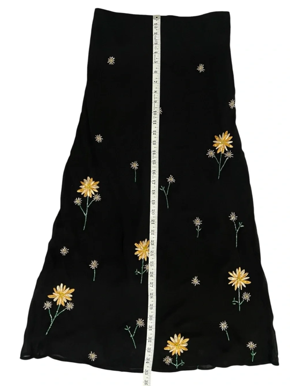 STAUD Angela Floral-Embellished Midi-Skirt in Dahlia Daydream Black NWT